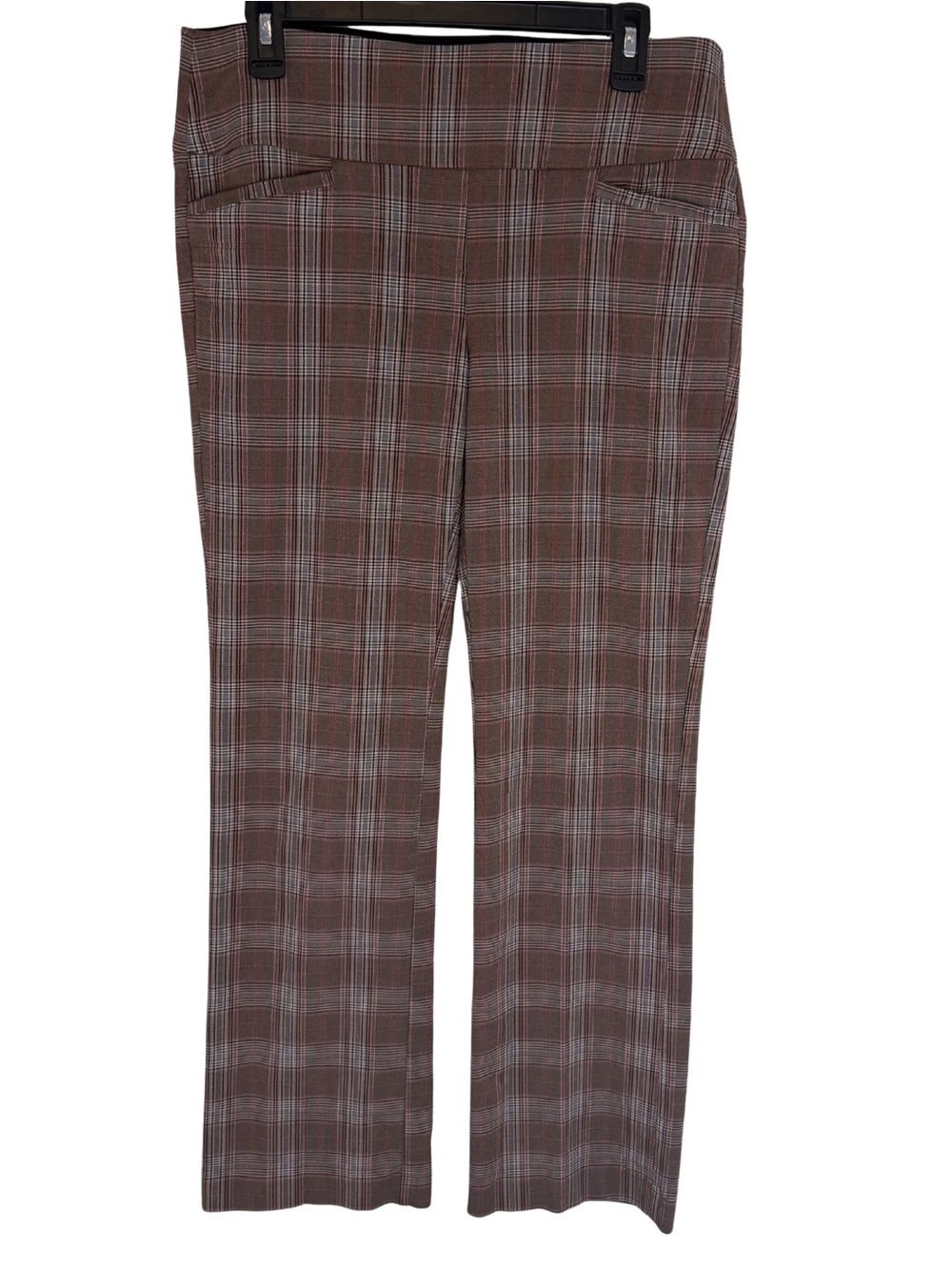 3/$20 Apt. 9 Brown Plaid Elastic Waist Dress Pants Size Medium